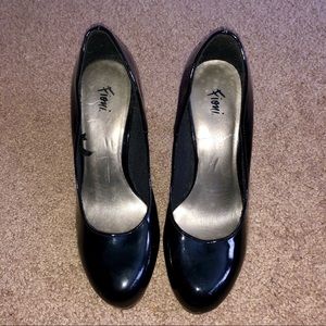 Black patent leather heels